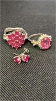 Sterling silver and pink stone jewelry - two rings