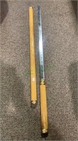Chinese samurai sword, light wood  scabbard with