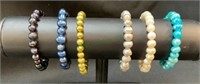 Lot of six genuine pearl and dye pearl string