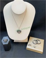 Jewelry lot - sterling silver with black spinel.