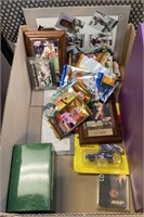 Box lot includes sports cards, plaques, Dale