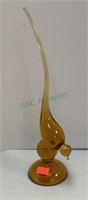 MCM Viking Glass Company long tail bird in amber
