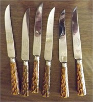 6 SHEFFIELD STAINLESS STEEL KNIVES
