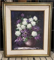 33" x 29” Original Floral Oil Painting CLEMATIS