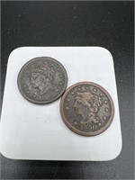 (2) Large Cents  AG-G  1850 & 1854
