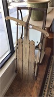 Old wood and metal sled for repair or decor. Not