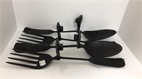 2 wall forks and spoons aluminum candle holders,