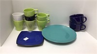 IKEA mugs, circle plate and square plate with two