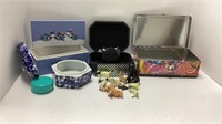 Blue&white trinket case, jewelry box, snowman