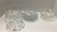 Crystal glassware, dessert plates, candy bowls