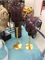 Pair of purple candlesticks