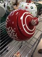 Red snowflake ornament cookie jar