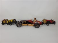 3 Vintage Race Car Wall Plaques