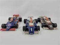 3 1980's Ezra Brooks Indy Race Car Decanters