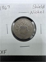 1867 Shield Nickel XF