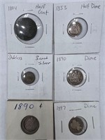 (6) 19th Century Type Coins