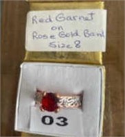 Red Garnet on Rose Gold Band (Size 8) (U230)