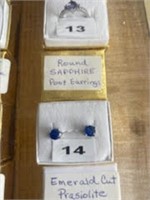 Round Sapphire Post Earrings (U230)