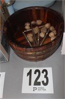 Wooden Bowl with Nut Cracker & Picks (U232A)