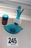 Mid Century Copper Clade Vase, Bowl & Vase