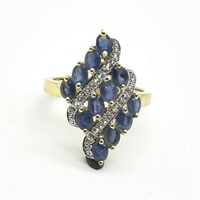 Yellow Gold Sterling Silver Plated Sapphire RingJC