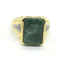 Yellow Gold Plated Sterling Emerald Statement Ring