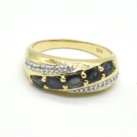 Yellow Gold Plated Sterling Sapphire & White Topaz