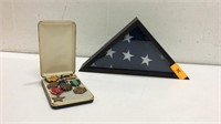 Vietnam Medals & Boxed American Flag K11C