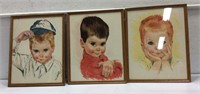 3 Vintage Boy Drawing Prints K15E