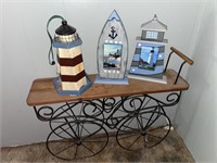 Decorative cart with light houses