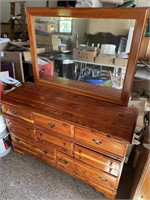 Cedar dresser with mirror some damage