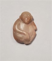 Carved Monkey Undyed Jadeite Pendant SJC