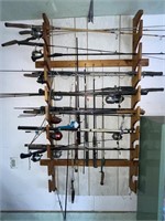 Large amount of fishing poles and rods