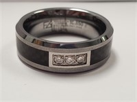 Black Tungsten & Diamond Mens Wedding Band Ring JC