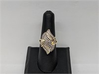 Vermeil/.925 Sterling Silver Diamond Cluster Ring