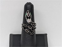 .925 Sterling Silver Gemstone Adjustable Snake