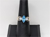 .925 Sterling Silver Opal/Aquamarine Ring