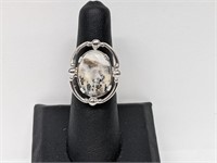 .925 Sterling Silver Natural Stone Cabachon Ring