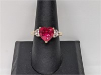 Vermeil/.925 Sterling Silver Ruby Heart Ring