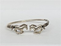 .925 Sterling Silver Horse Cuff Bracelet