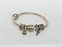 .925 Sterling Silver Pandora Charm Bracelet w/Char