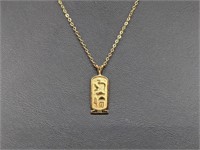 Vermeil/.925 Sterling Silver Hieroglyph Pend & Cha