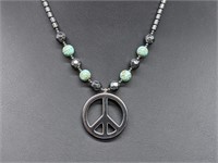 .925 Sterling Silver Peace Symbol Necklace
