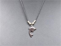 .925 Sterling Silver Hematite Dolphin Necklace