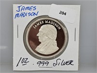 1oz .999 Silver James Madison Round