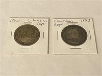 (2) 1893 Columbian Expo Silver Half Dollar
