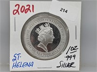 2021 1oz .999 Silver St Helena Round