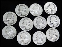 11 Washington Quarters 90% Silver