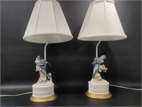 Parakeet Figural Three Way Table Lamps