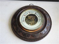 Brass and wood barometer